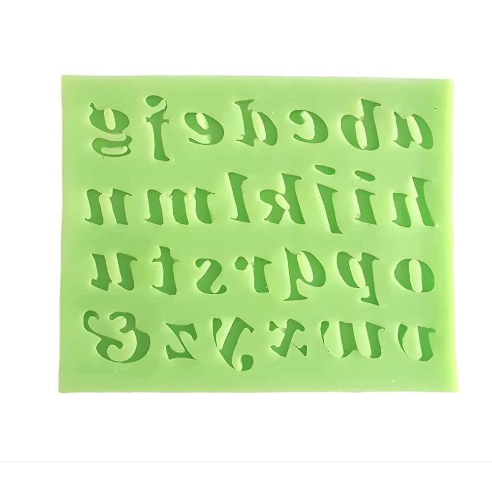 Molde de silicona para letras minúsculas en cursiva
