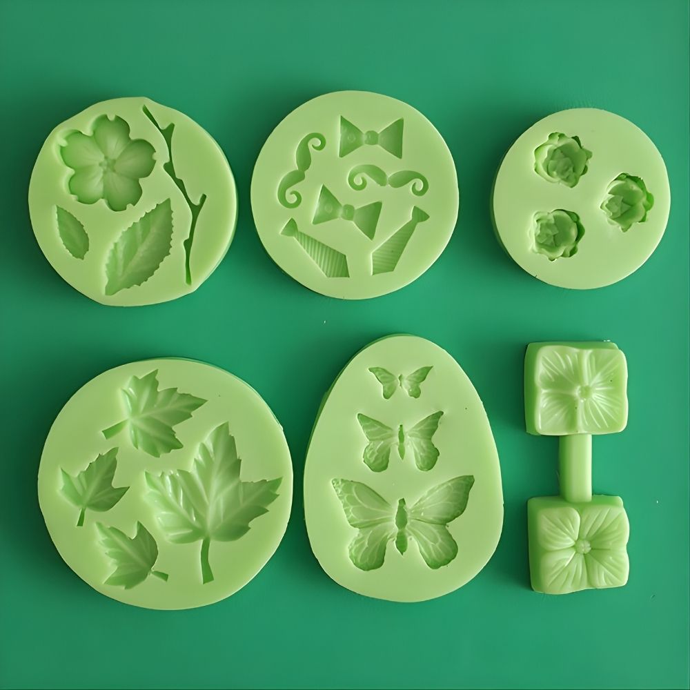 Moldes de fondant de silicona Paquete mediano de 6 piezas