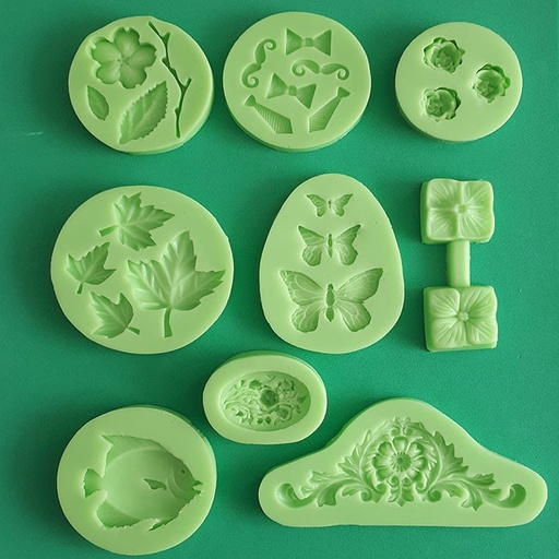 [FFCS03] Silikonformen für Fondant, Großpackung mit 9 Stück